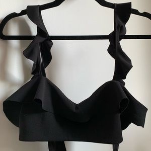 Ruffle Wrap Tie Crop Top